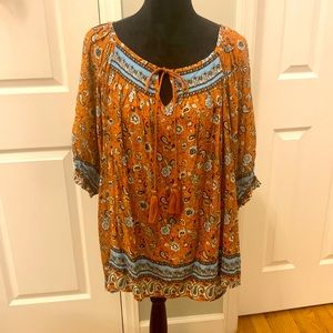 NWT Gigio Keyhole Tassel Blouse- Size XL